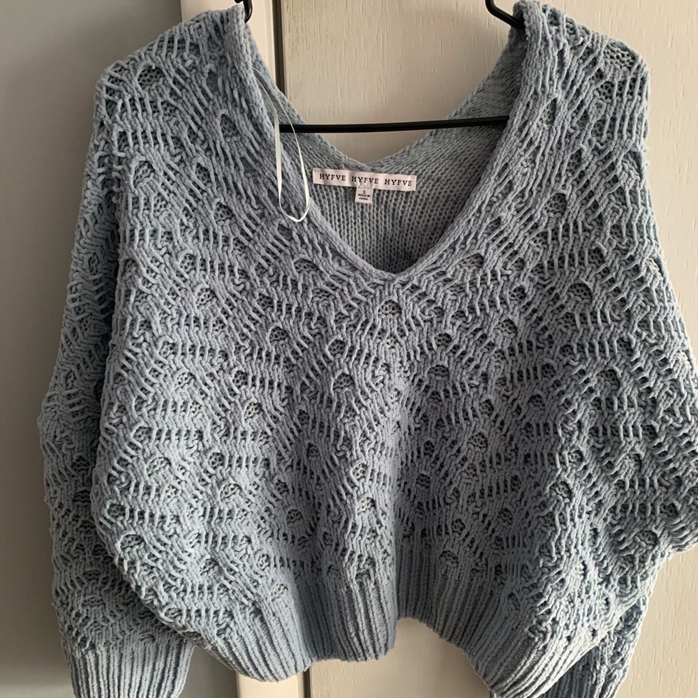 Blue Knit Sweater Cropped fit
